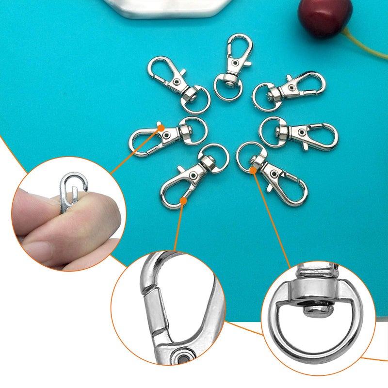 Oubaka 100Pcs Swivel Snap Hook,Stainless Steel Key Chain Clip Hooks Swivel Lanyard Snap Hook Keychain Hooks for Keychain Lanyard,Jewelry,DIY Crafts Supplies - Image 3